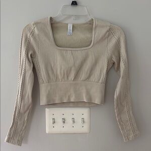 Aerie Tan Ribbed Crop Bodysuit